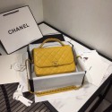 Chanel flap bag leather & Gold Metal AS0970 yellow JH02508hk64