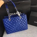 Chanel LE BOY GRAND SHOPPING TOTE BAG GST A50995 blue Silver chain JH04839cP55