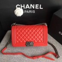 Chanel LE BOY Shoulder Bag Sheepskin Leather A67086 red Silver chain JH04827IT70