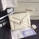Chanel Original Leather Classic Flap Bag 77056 white JH04464wv93