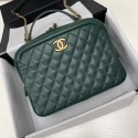 Copy Chanel vanity case Calfskin & Gold-Tone Metal A57906 green JH03232lZ95
