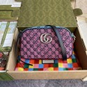Fake Gucci GG Marmont Multicolor small shoulder bag 447632 Green&yellow&red& powder JH01769ET36