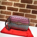 Gucci Calfskin Leather Clutch bag 447632 Pink&Gold&Green JH00369Ym74