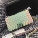 High Imitation Chanel LE BOY Original Caviar Leather Shoulder Bag F67086 Rainbow green JH04171vF44