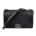 Knockoff Boy Chanel Flap Shoulder Bags Black Original Cannage Pattern A67025 Silver JH03655PF42