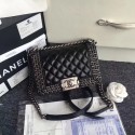 Replica Boy Chanel Flap Bag Original Sheepskin Leather A67085 black JH04492Aj18