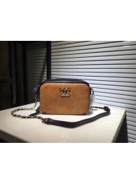 Best Replica Chanel Calf leather Shoulder Bag 56987 Apricot with blue JH04201bO12