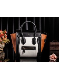 Celine Luggage Tote Bag Original Leather 3308 White&Black&Brown JH06359fY84