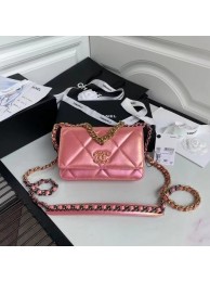 Chanel 19 Iridescent Calfskin Chain Wallet AP0957 pink JH01849gR91