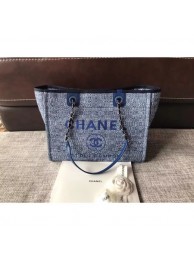 Chanel Canvas Original Leather Shoulder Shopping Bag A2370 blue JH04318oN21