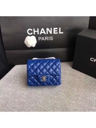 Chanel Classic Flap Bag original Sheepskin Leather 1115 blue silver chain JH04212Iw51