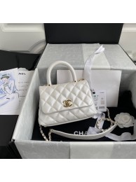 Chanel coco mini flap bag with top handle AS2215 white JH01805rj41