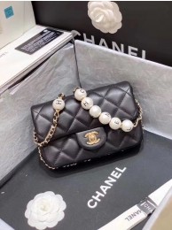 Chanel flap Imitation Pearls bag AS1436 black JH02429Qu69