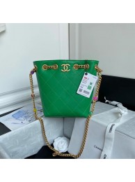Chanel Lambskin bucket bag AS2381 green JH01809Fk29