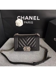 Chanel Le Boy Flap Shoulder Bag Original Calf leather A67085 black silver Buckle JH03283tQ92