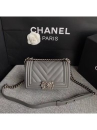 Chanel Le Boy Flap Shoulder Bag Original Calf leather A67085 Grey silver Buckle JH03454zm75