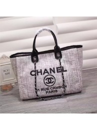 Chanel Medium Canvas Tote Shopping Bag 8046 light gray JH04175jX53