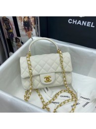CHANEL mini flap bag with top handle AS2431 White JH01851aT18