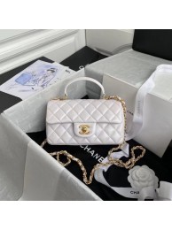 Chanel mini flap bag with top handle AS2431 White JH01852Iw51