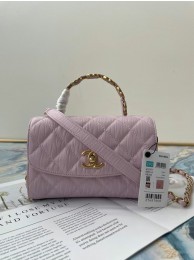 Chanel mini flap bag with top handle AS2477 purple JH01794uo30