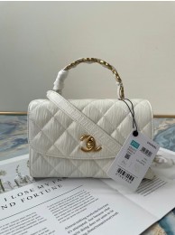 Chanel mini flap bag with top handle AS2477 white JH01799ll49