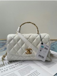 Chanel mini flap bag with top handle AS2478 white JH01793HE62