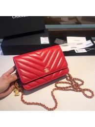 Chanel original lambskin leather WOC chain bag D33814 red JH04143Gh26