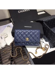 Chanel Original Small classic Sheepskin flap bag AS33814 blue JH02329qO84