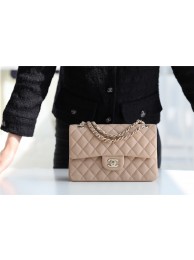Chanel Small Classic Handbag Grained Calfskin & silver-Tone Metal A01113 Apricot JH01803ul51