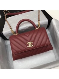 Chanel Small Flap Bag with Top Handle A92990 Wine JH03607eR54