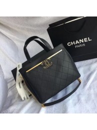 Chanel Small Shopping Bag Grained Calfskin & Gold-Tone Metal A57563 black JH03552pi25