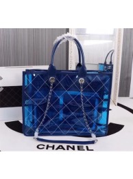 Chanel transparent Calf leather Tote Shopping Bag 8048 blue JH03999fY84