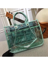 Chanel transparent Calf leather Tote Shopping Bag 8048 green JH04072BM34