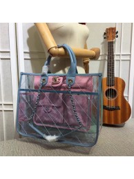 Chanel transparent Calf leather Tote Shopping Bag 8048 pink JH04073Yj44