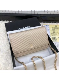 Chanel WOC Original Caviar Leather Flap cross-body bag E33814 gold JH04070fK95