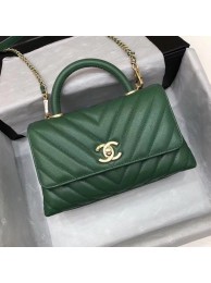 Copy Chanel Small Flap Bag with Top Handle A92990 green JH03605rY88