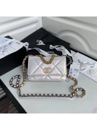 Fake 1:1 Chanel 19 Iridescent Calfskin Chain Wallet AP0957 white JH01848pg57