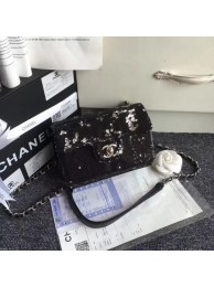 Fake AAAAA Chanel Flap Beads Shoulder Bag CF1116 black JH04155oE28