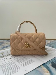 Fake AAAAA Chanel mini flap bag with top handle AS2477 Apricot JH01795oE28