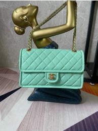 Fake Chanel flap bag Grained Calfskin AS2358 light green JH01813zI86
