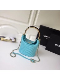 Hot Chanel Bucket Bag Lambskin & Gold-Tone Metal A57861 Light blue JH03714DJ96