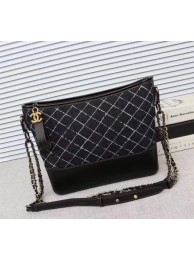 Luxury Replica Chanel Gabrielle Denim Shoulder Bag 1010A black JH04103Dg53