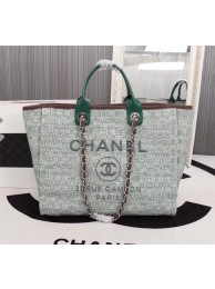 Replica AAAAA Chanel Medium Canvas Tote Shopping Bag 8099 green JH03767Sy67