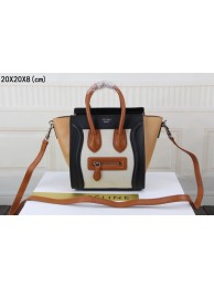 Replica Celine luggage nano bag original leather 3308 white&black&apricot JH06344qE46