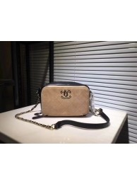 Replica Chanel Calf leather Shoulder Bag 56987 Apricot with brown JH04200dA35