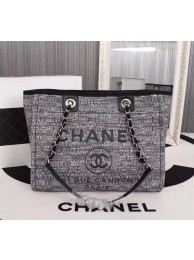 Replica Chanel Canvas Shopping Bag Calfskin & Silver-Tone Metal A23556 grey JH03769TN94