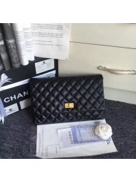 Replica Chanel classic clutch Lambskin & Gold-Tone Metal 35629 black JH03187nn76