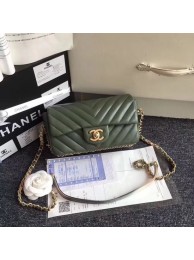 Replica Chanel Flap Original Sheepskin Leather cross-body bag mini cf1116 green JH04055qj24