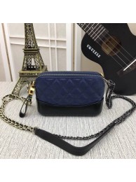 Replica Chanel Gabrielle Original Calf leather Shoulder Bag B93844 blue&black JH03959aG64