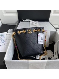Replica Chanel Lambskin bucket bag AS2381 black JH01812tp14